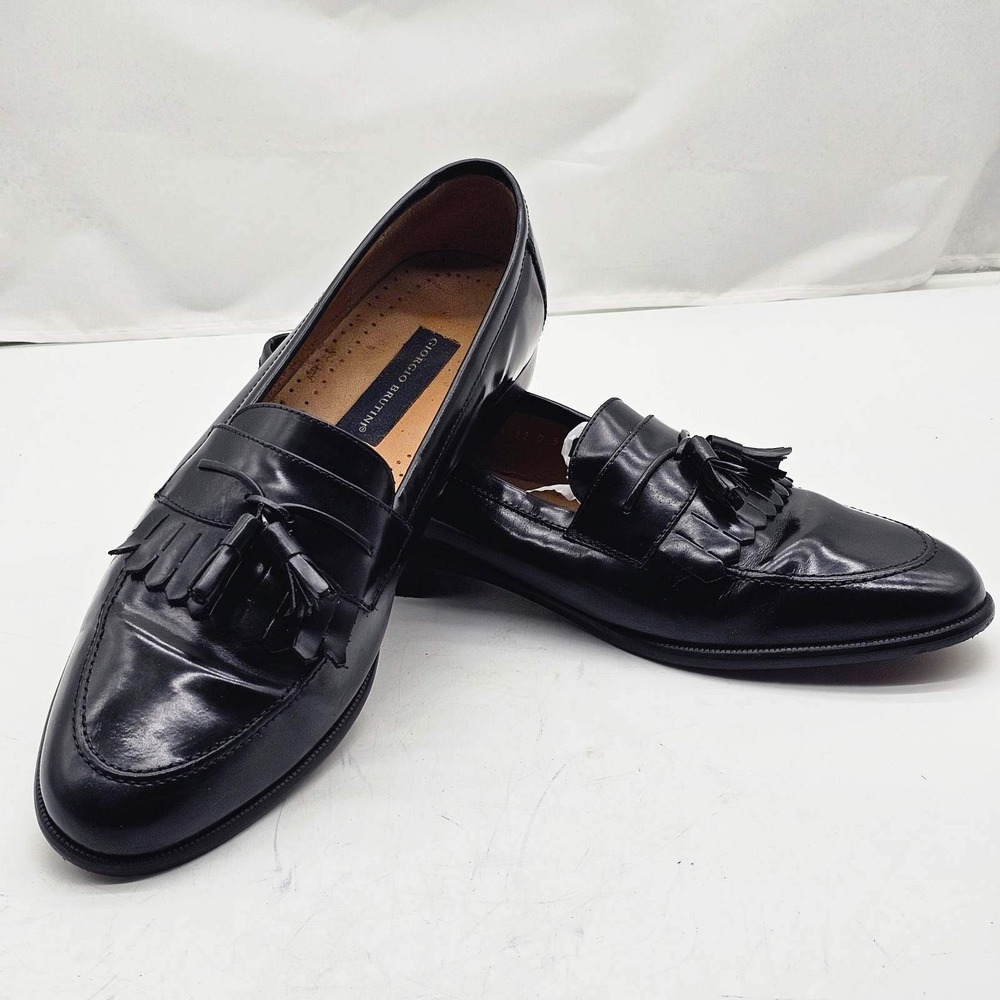 Giorgio Brutini Tassel Loafers Mens Size 12 Black Kiltie Slip On Shoes